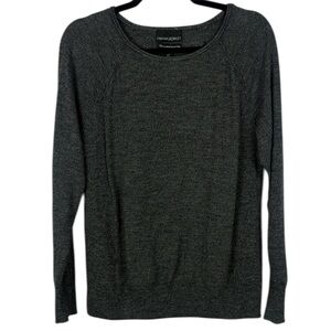 Cynthia Rowley Extra Fine Merino Wool Dark Gray Long Sleeve Crew Neck Sweater